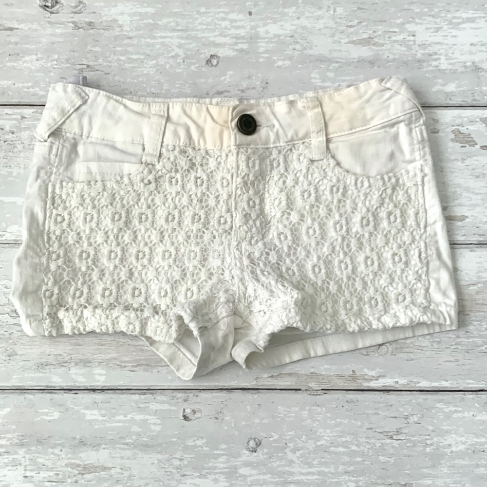 Epic Threads Size 7 Girls White Daisy Print Denim Jean Shorts Summer Kids